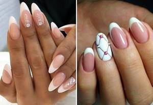 white French on almond-shaped nails