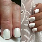 white manicure with pearl rub