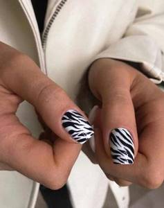 Black and white nails with zebra