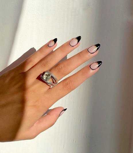 black French on almond-shaped nails photo 6