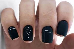 Black manicure for square nails