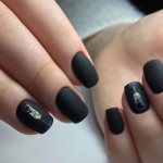 Black matte manicure for short nails