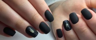 Black matte manicure for short nails
