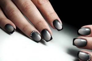 Black ombre with French airbrush