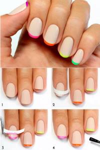 Colored French step by step for short nails