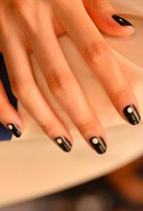 Nail design with white dots