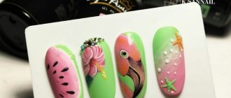 Nail design with flamingos