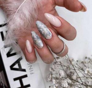 Длинные ногти дизайн с разводами