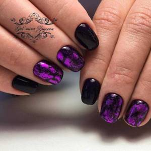 purple nails with black