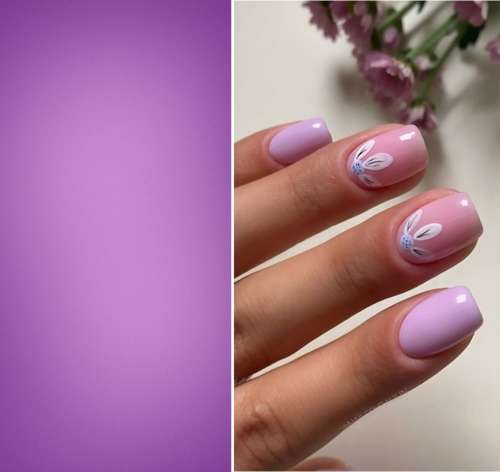 Purple manicure with design: new, photo 2022
