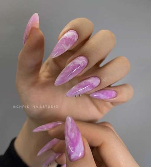 Purple manicure with design: new, photo 2022