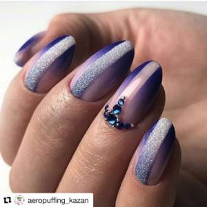 Purple extended manicure with design