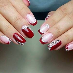 photo of red French manicure with gel polish