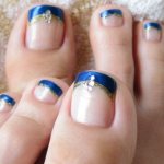 French pedicure with rhinestones