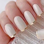 French manicure design with rubbing