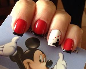 French and moon manicure with Mickey