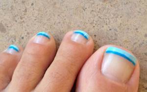 French pedicure in blue