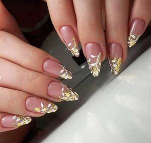 French with autumn pattern on all nails