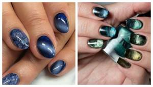 Cat eye gel polish with different effects