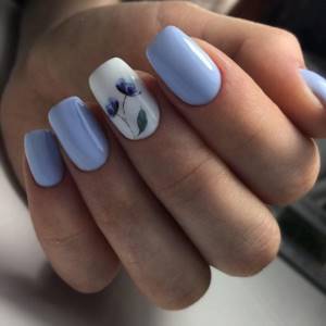 Glossy blue manicure