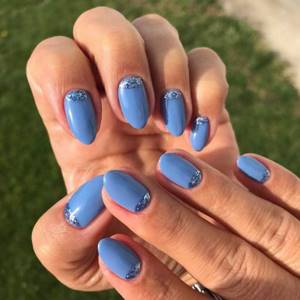 blue polish with glitter