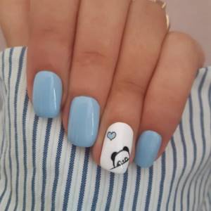 Blue manicure on extended nails