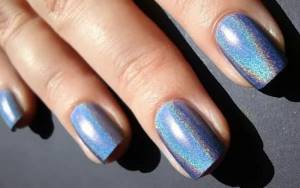 Blue nails with mirror polish