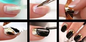 How to glue foil on nails with/without glue on gel polish. Instructions, photos 
