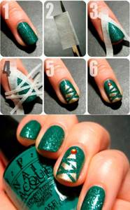 how to make a Christmas tree on your nails