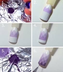 Как сделать геометрический градиент на ногтях фото пошагово