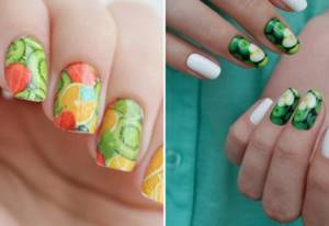 Как сделать маникюр фрукты на ногтях с каплями