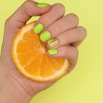 acid green manicure on short nails