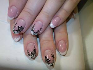 A beautiful manicure with black monograms