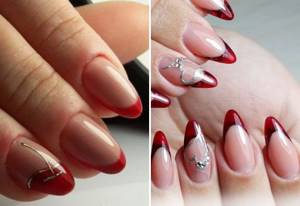red French on almond-shaped nails