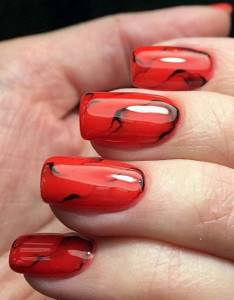 Red manicure 2022 - design trends and new items photo No27