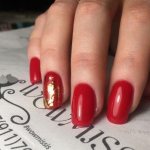 Red manicure for square nails