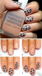 Leopard print design for short nails step by step
