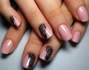 Manicure black and pink. Photo design 