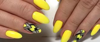 Manicure black and yellow. Photo, design 