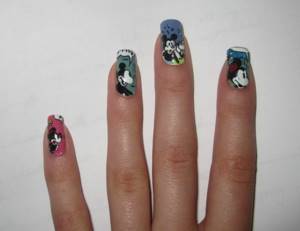 Manicure for a 13 year old girl with a cartoon character