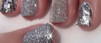 Manicure with gel polish with rhinestones. Fashion trends, photos with bouillons, sparkles, rubbing, French, the most beautiful design 