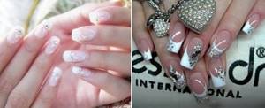 Manicure with gel polish with rhinestones. Fashion trends, photos with bouillons, sparkles, rubbing, French, the most beautiful design 