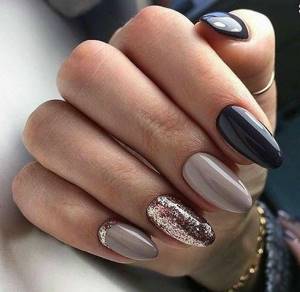 Manicure for long almond-shaped nails
