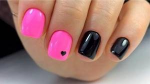 pink and black manicure for short nails