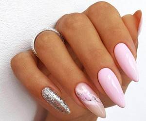 Manicure with glitter for long nails