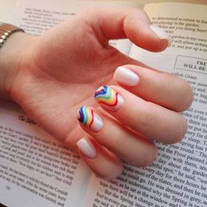 Rainbow glitter manicure