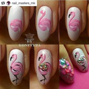 Manicure with flamingos: step-by-step instructions with photos