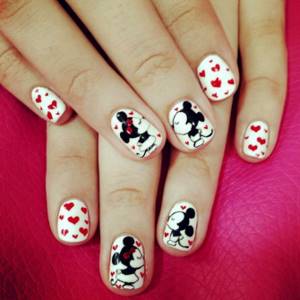 Manicure with Mickey Mouse for short nails