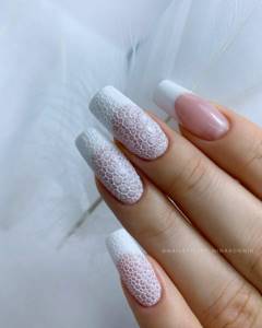 Manicure with soap foam bubble effect
