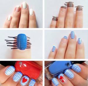 Manicure with stripes